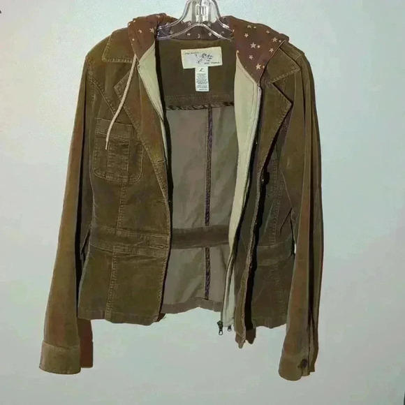 Plugg Jeans jacket, large, brown with star hood - Picture 2 of 9